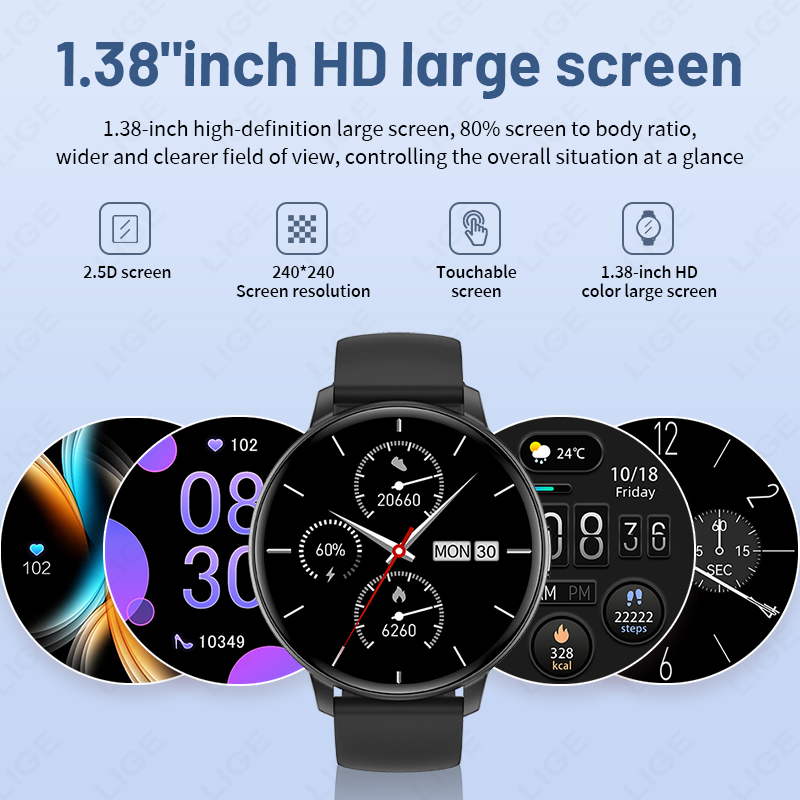LIGE New 1.43 inches Bluetooth - Watches Ladies Smartwatch 评论和价格